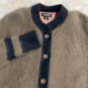 Vintage Rare Find Venesha 80% Angora Fuzzy Button Lagenlook Sweater Coat Sz‎ M